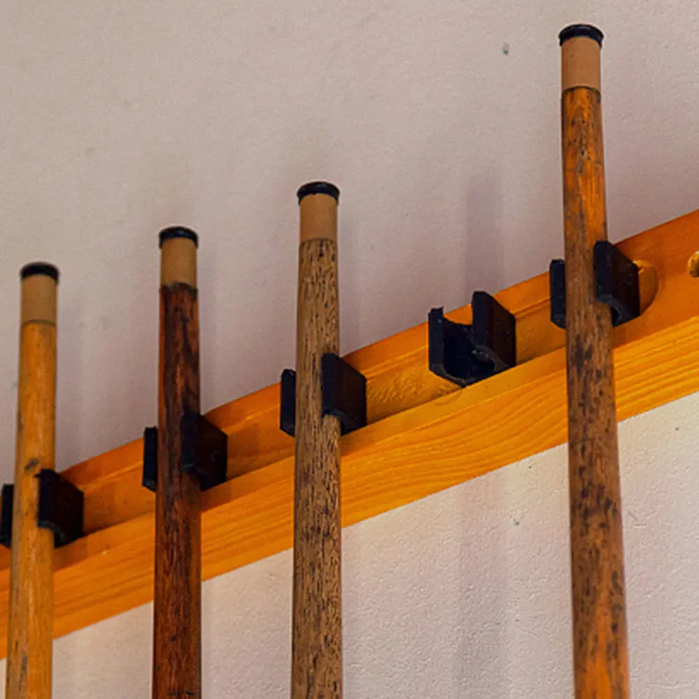 

12Pcs Wall Mounted Pool Cue Holder Billiard Cue Clamp Snooker Rod Rack Fishing Rod Clamp Secure Lock Storage Pole Holding Rack