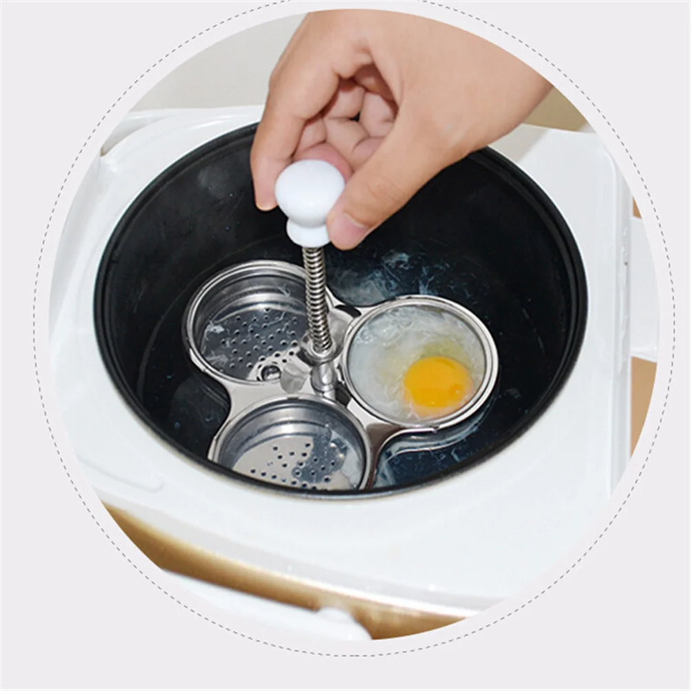 

Stainless Steel Egg Steamer Poacher 3 Grid Fast Cooking Easy Remove Eggs Kitchen Utensil Silver Egg Cooker Stainless Steel