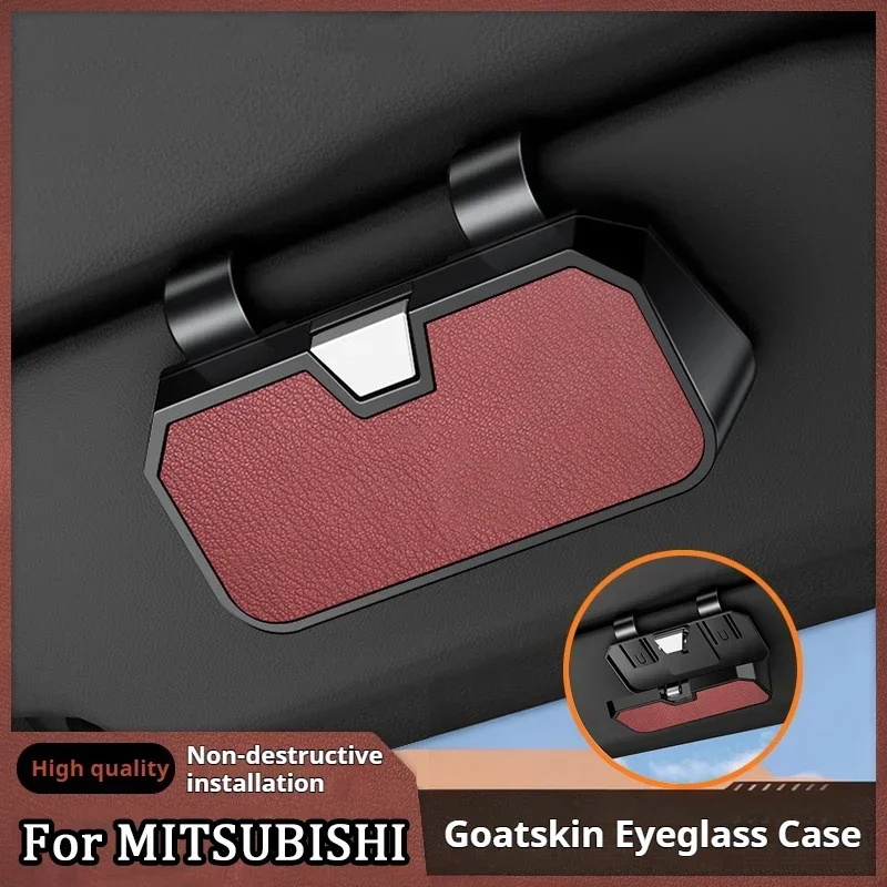 New Car Sunglasses Case Multifunctional Storage Box Goatskin alasses case For Mitsubishi Pajero Outlander ASX Eclipse Attrage
