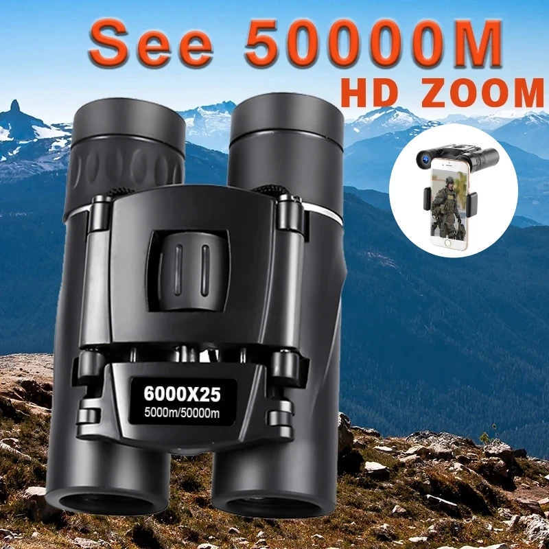 HD Zoom Portable Powerful Binoculars  Long Range BAK4 Telescope Folding FMC Optics For Hunting Sports Outdoor Camping Travel