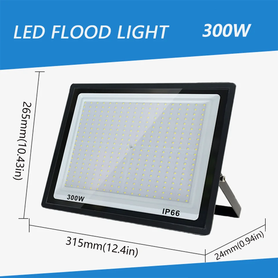 NONE LED-Flutlicht, IP66, wasserdicht, AC220 V, 10 W, 20 W, 30 W, 50 W, 100 W, 150 W, 200 W, 300 W, Strahler, Garten, Straße, Tor, Wandfluter im Freien 5
