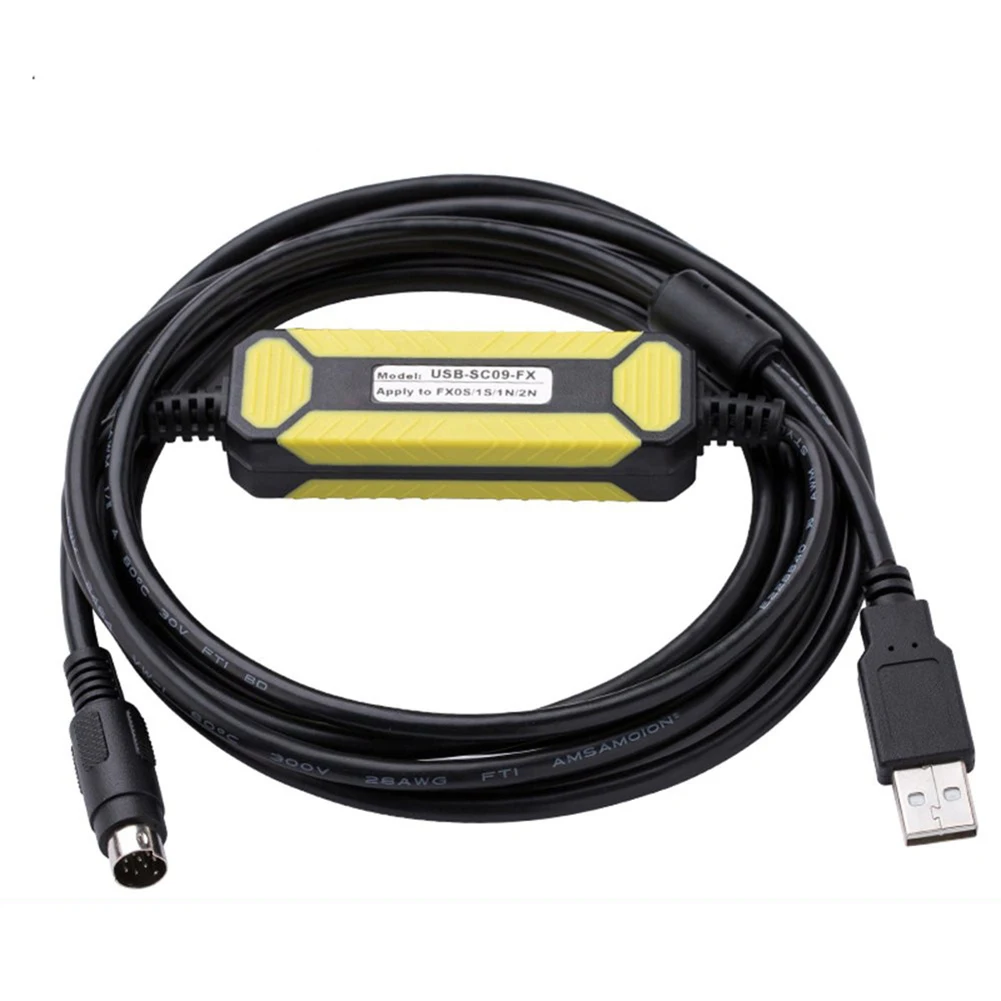 USB SC09  Programming Cable For Mitsubishi Series PLC 2.5m RS422 Converter With LED Indicator Industrial Automation Tool