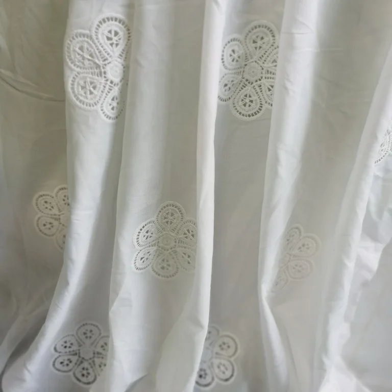 

New 100% cotton white 3D braided embroidery fabric for dresses, clothing, home decoration, DIY sewing materials