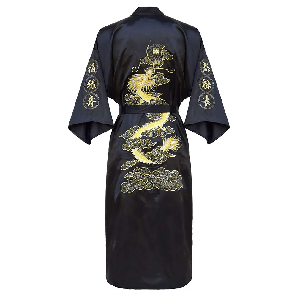 Kimono Bathrobe Gown Home Clothing PLUS SIZE 3XL Chinese men Embroidery Dragon Robe Traditional Male Sleepwear Loose Nightwear