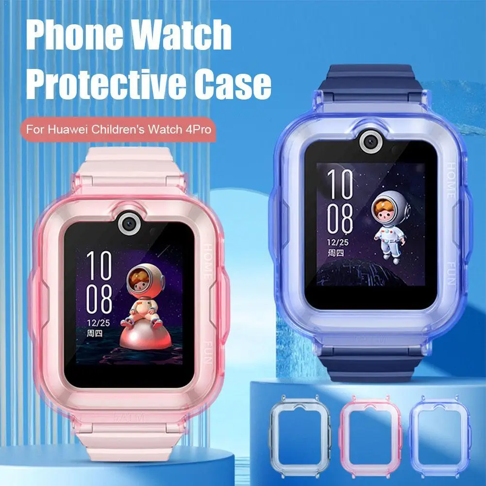 Protective Case For Huawei Kids Watch 4pro-Hard PC Bumper Cover With Tempered Glass Screen Protector For Huawei Kids Watch 4pro