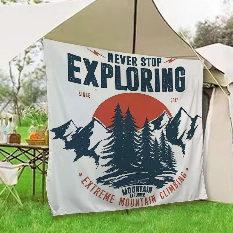 VIKAMA Camping-Atmosphäre-Dekoration Outdoor-Hängedekoration Amerikanische Retro-Camp-Flagge Netz-Rot-Karte Fotohintergrund-Tuch