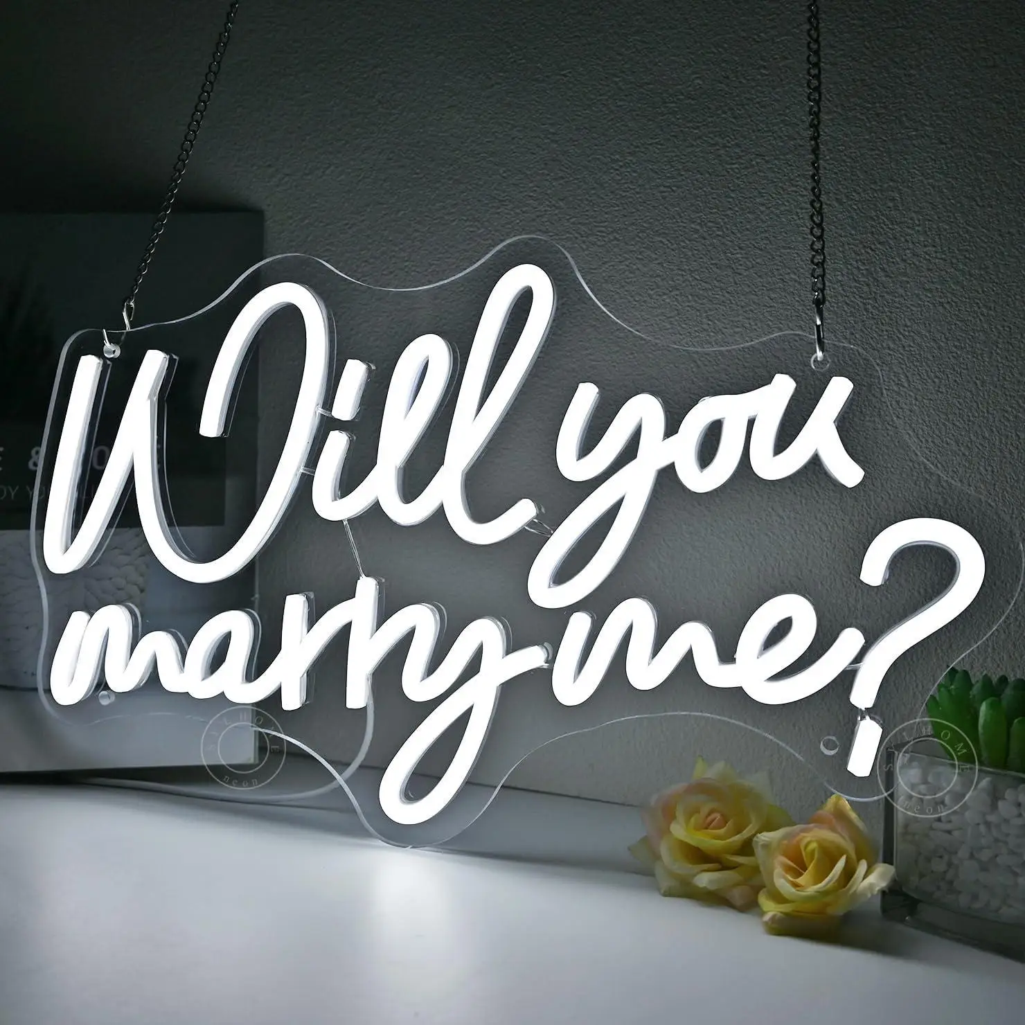 Will You Marry Me Neon Sign USB Dimmable Neon Lights for Wedding Party Engagement Valentines Day Girlfriend Bridal Shower Decor