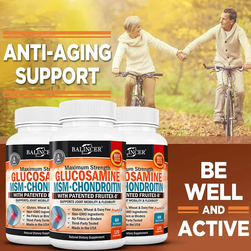 Glucosamine Chondroitin - Contains Curcumin To Help Support Back, Neck, Joint Mobility, and Cartilage and Knee Health