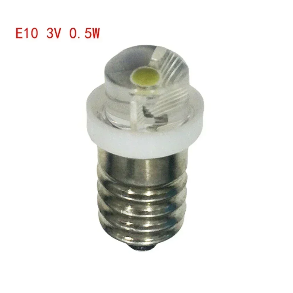1pcs Long-Lasting 0.5W E10 LED Bulb DC 3V/4.5V/6V 6000K Color Temperature White Light Color 180° Beam Angle Camping Equipment