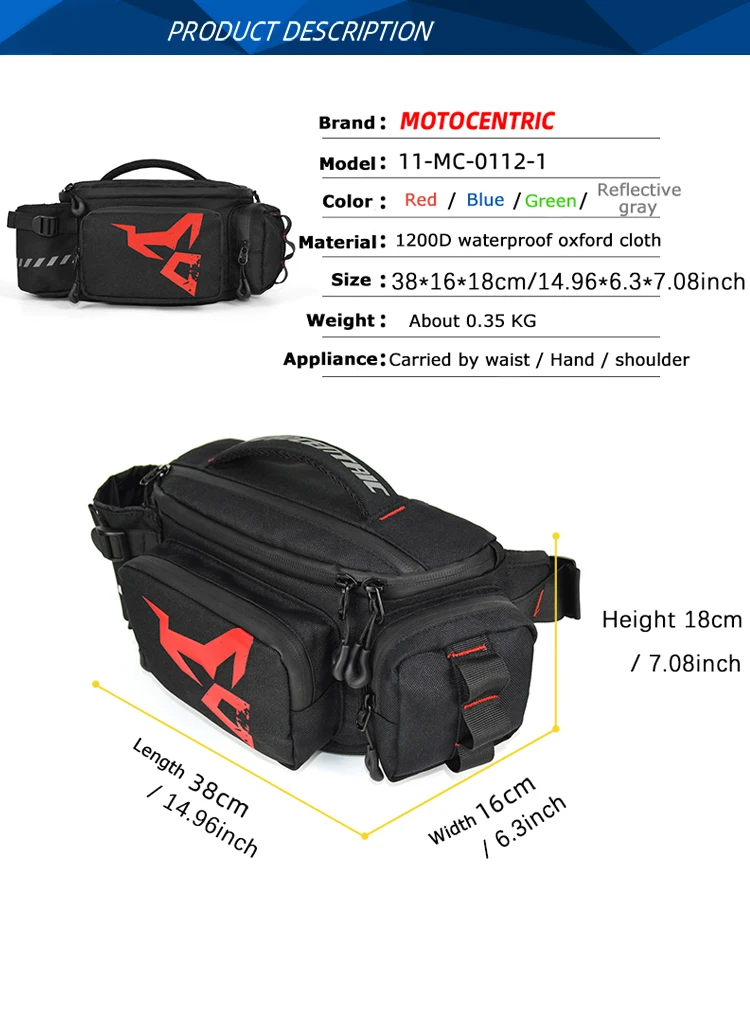 MC Big Capacity Motorcycle Riding Leg Bag Soft Breathable Motocross Waist Bag Waterproof Motorbike Bag Wear-resistant Reflective