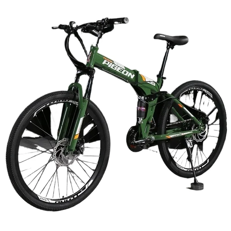 Men's Folding Bike Mountain Bike Dual Shock Absorption Bicycle Teenagers Middle School Students Women Road Adults Camping