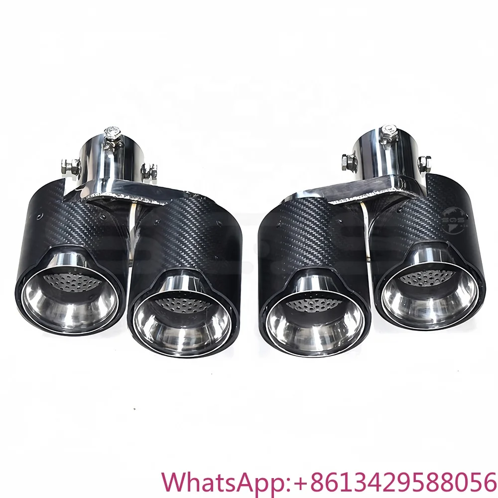

High Quality 1 Pair Four Out Car Exhaust Pipe Carbon Fiber Dual M Exhaust Tip for BMW G20 G28 330i 325i 2019-2020 3 Series