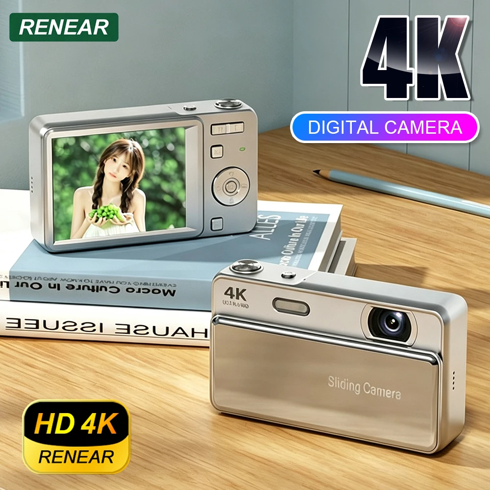4K HD Sliding Digital Camera 64MP Retro CCD‑Style Mini Camera IPS Screen Multiple Shooting Modes Student Campus Photo Video Cam