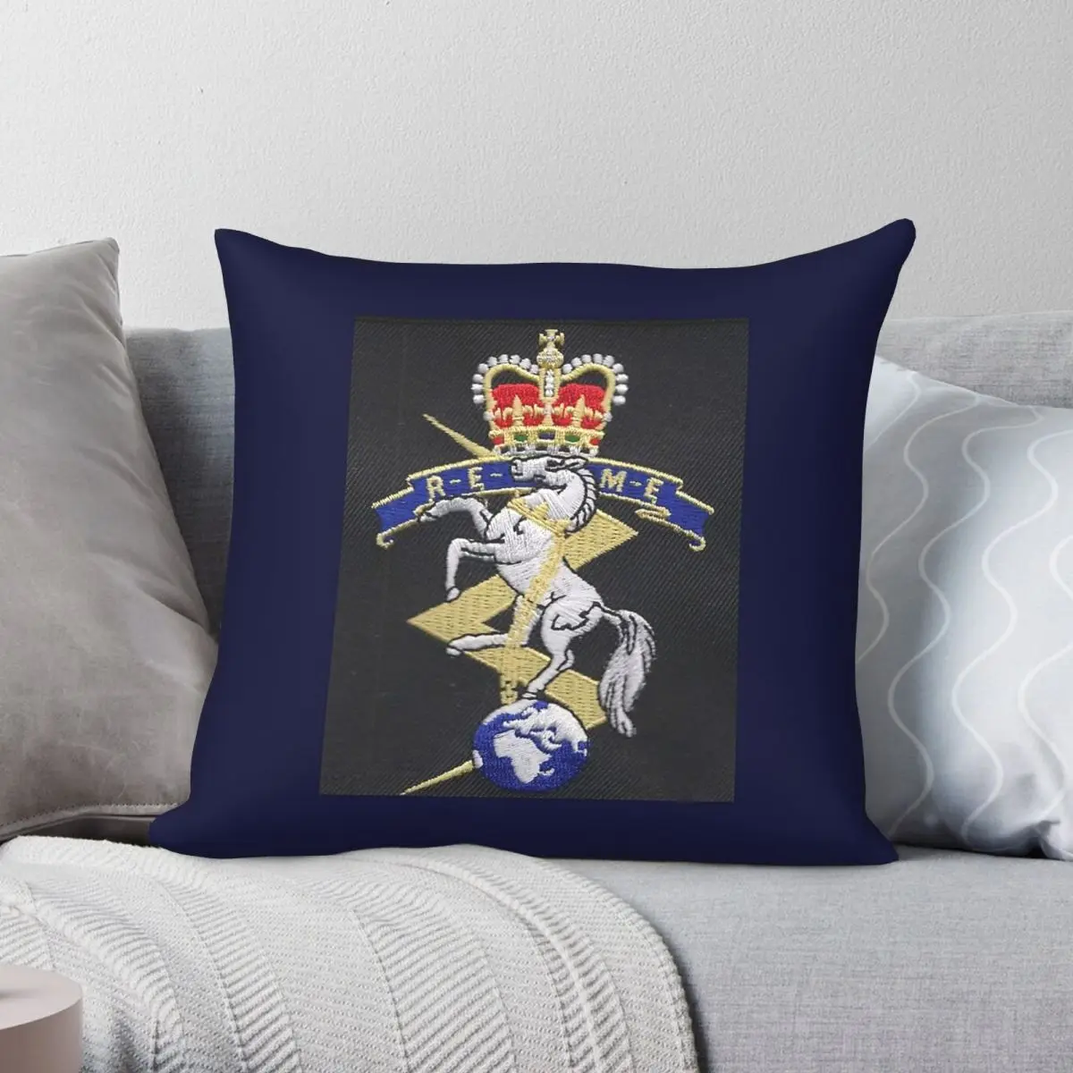 Royal Electrical Mechanical Engineers Square Pillowcase Polyester Linen Velvet Printed Zip Decorative Home Cushion Case