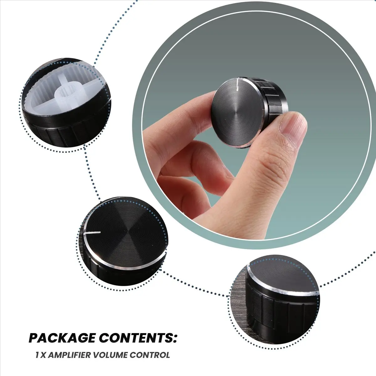 Black Aluminum Volume Control Amplifier Knob Wheel-DTD2