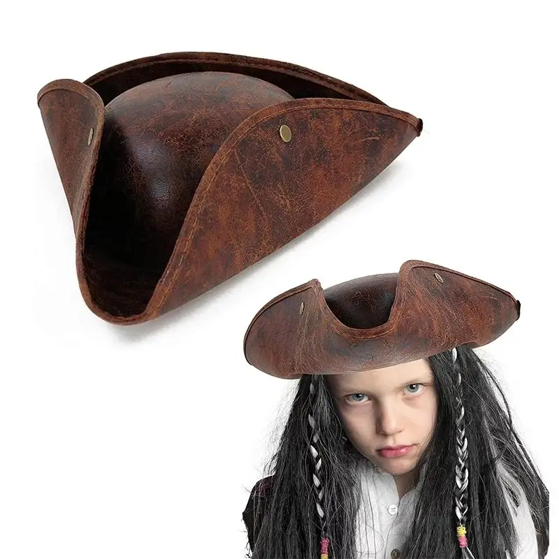 Pirates of the Caribbean Jack Sparrow handsome retro leather old dome cosplay pirate triangle curved brim hat Halloween prop