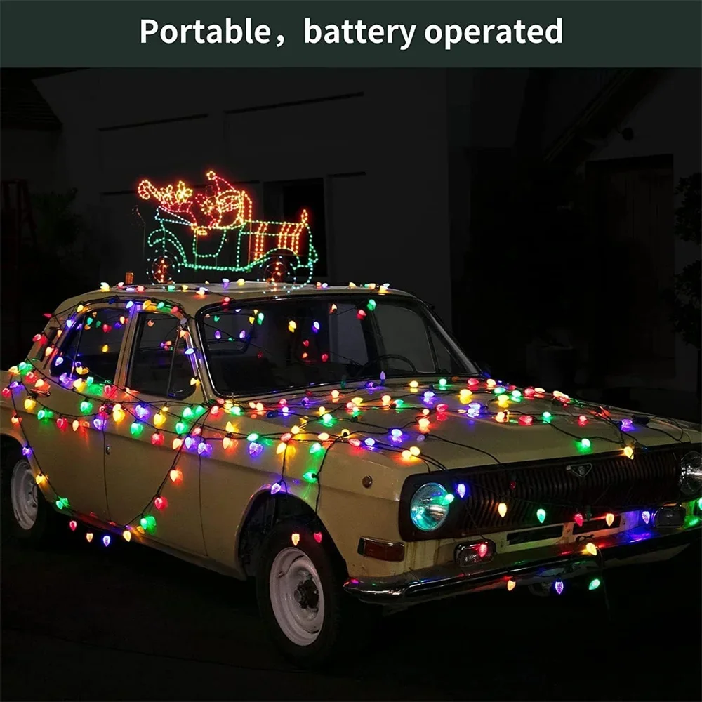 Solar Christmas Lights Outdoor 7M 50 LED Strawberry Solar String Lights Holiday Garland Christmas Tree Fairy Twinkle Lights