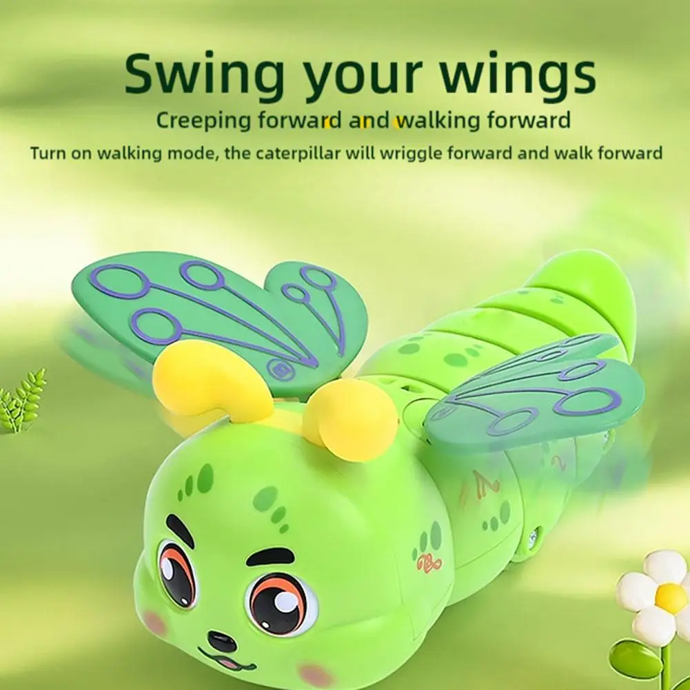 Cute Caterpillar With Color Light Dynamic Music Electric Toy Twist Crawling Rotating Cartoon Caterpillar Children's Birthday Gif