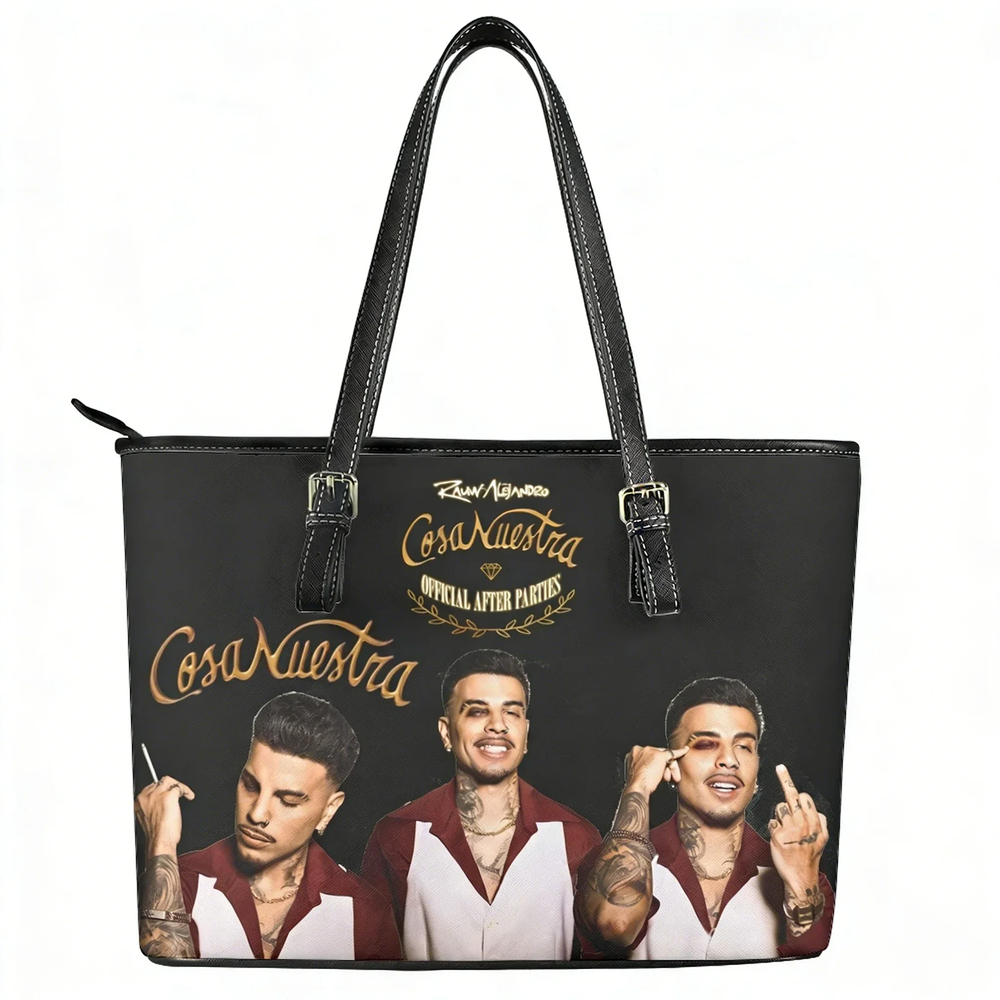 

Singer Rauw Alejandro Cosa Nuestra Custom Handbag Womens Mens Tote Bag Shoulder Bag Business Leather Purse Travel Bag Gift