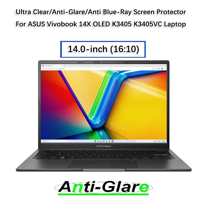 

2X Ultra Clear/Anti-Glare/Anti Blue-Ray Screen Protector Guard Cover for ASUS Vivobook 14X OLED K3405 K3405VC Laptop 14" 16:10