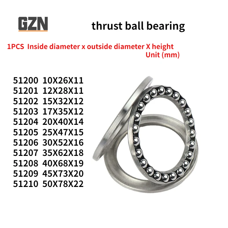 

3-in-1 Plane Axial Thrust Ball Bearings 51200 51202 51203 51204 51205 51206 51207 51207 51208 51209 51210