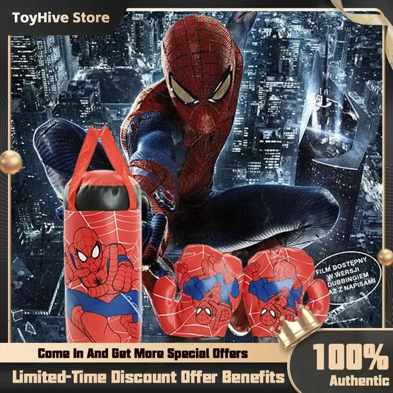 Set de Boxeo Infantil de Spider-Man, Guantes + Bolsa, Anime, Dibujos Animados, Juguete Deportivo, Entrenamiento Físico, Regalo de Cumpleaños, Navidad, para Niños y Niñas