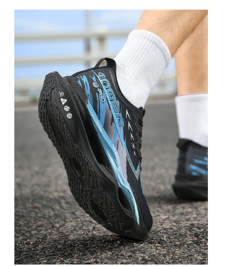Herren-Laufschuhe mit hochenergetischer Rückfederung, Carbonplatte, leicht, atmungsaktiv, rutschfest, stoßdämpfend, Sportschuhe für Marathonläufe – Detail 8
