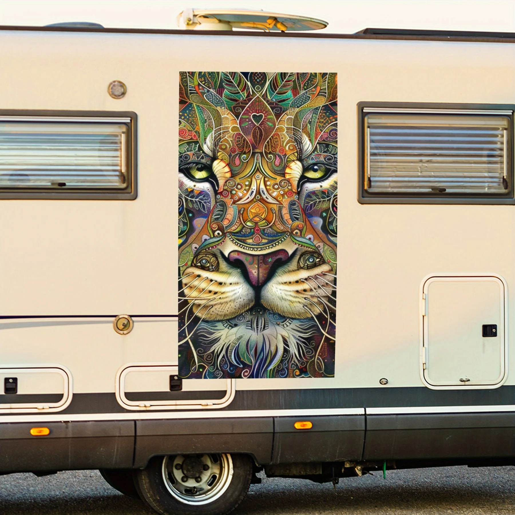 

Виниловая наклейка с декоративным дизайном льва для двери автомобиля на колесах, водонепроницаемые самоклеящиеся виниловые наклейки, защита автомобиля