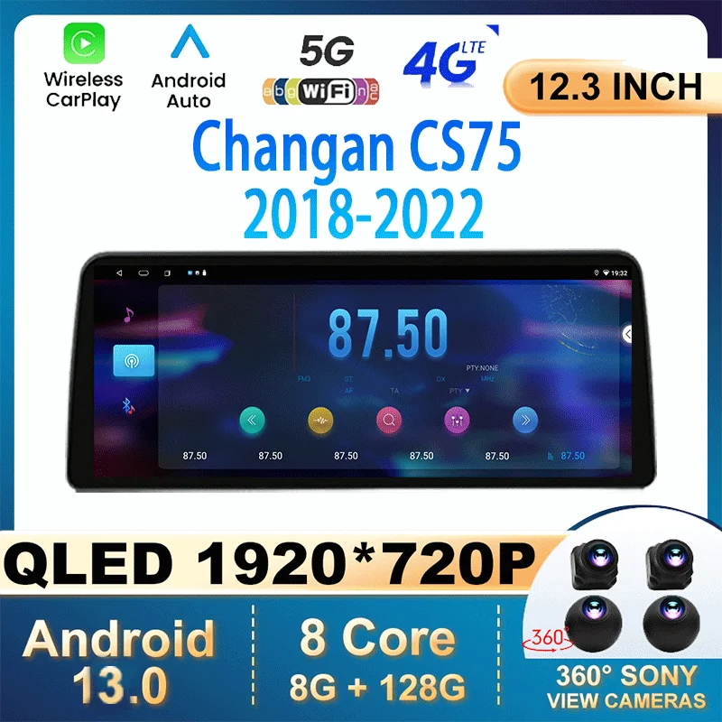 

12.3" Android 13 For Changan CS75 2018-2022 Car Radio Video Player Stereo Multimedia Carplay GPS Navigation Autoradio