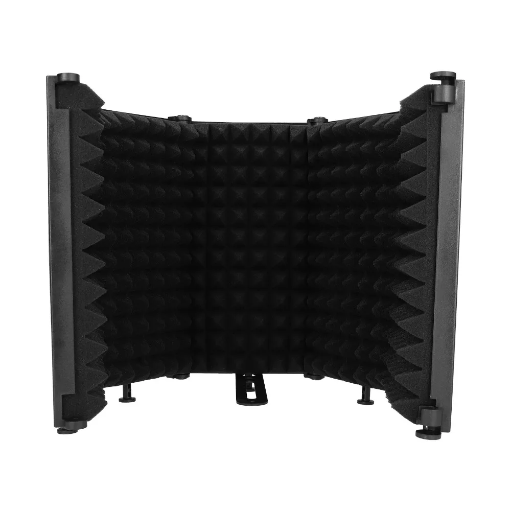 5-Panel Structure Microphone Isolation Shield Foldable Adjustable Angles Mic Sound Absorbing Foam Reflector Portable Vocal Booth view 3