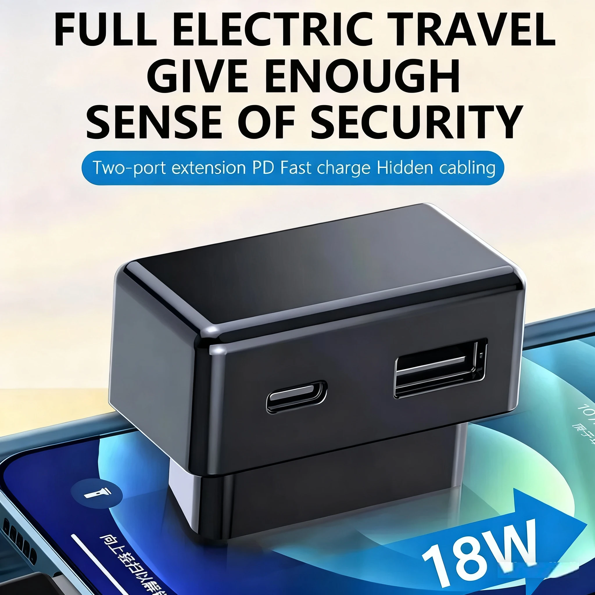 Car OBD Adapter Charger For Tesla Model 3 Y Renewal 3/Y OBD2 USB Type-C Ports Extender 18W Splitter OBD Phone Adapter Charging