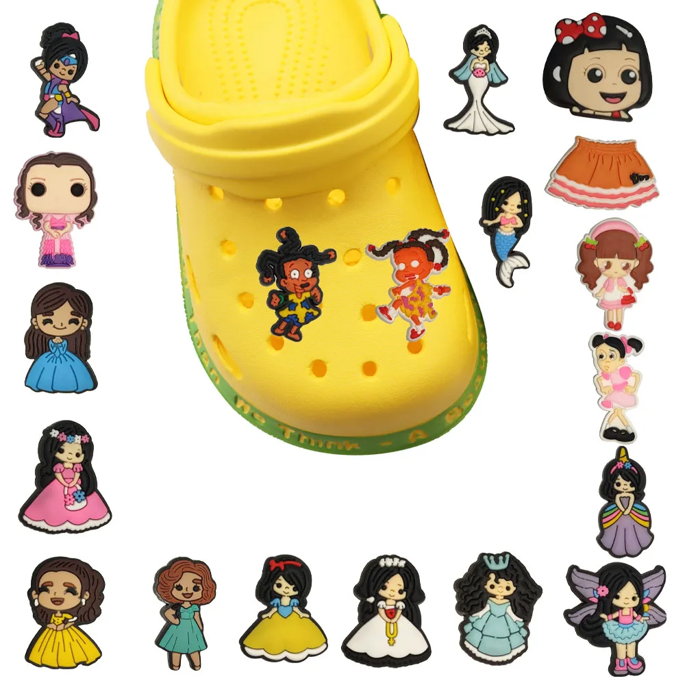 Vendita calda 1 pz ciondoli per scarpe principessa sirena moda ragazza PVC carino scarpe da giardino fibbia decorazioni Fit bambini regalo di natale