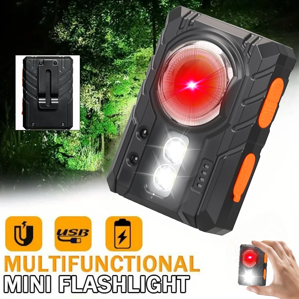 مصباح يدوي صغير متعدد الوظائف بمستشعر صغير محمول قابل لإعادة الشحن LED مغناطيسي ضوء العمل مصباح تحذير للتخييم في الهواء الطلق مع مشبك