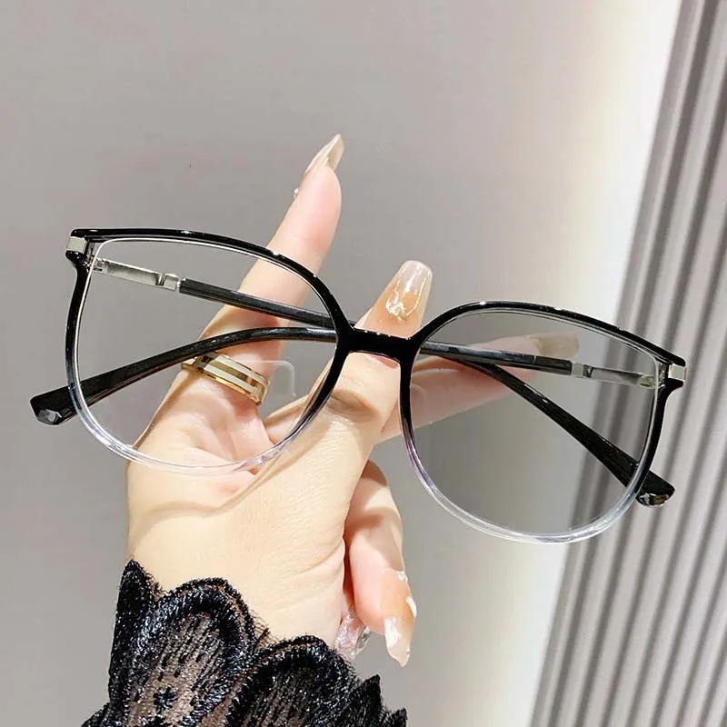 Photochrome Myopie-Brille mit funkelndem Rahmen für Damen, übergroße Outdoor-UV-Nahsichtbrille, modische Brille, Dioptrien bis -4,0