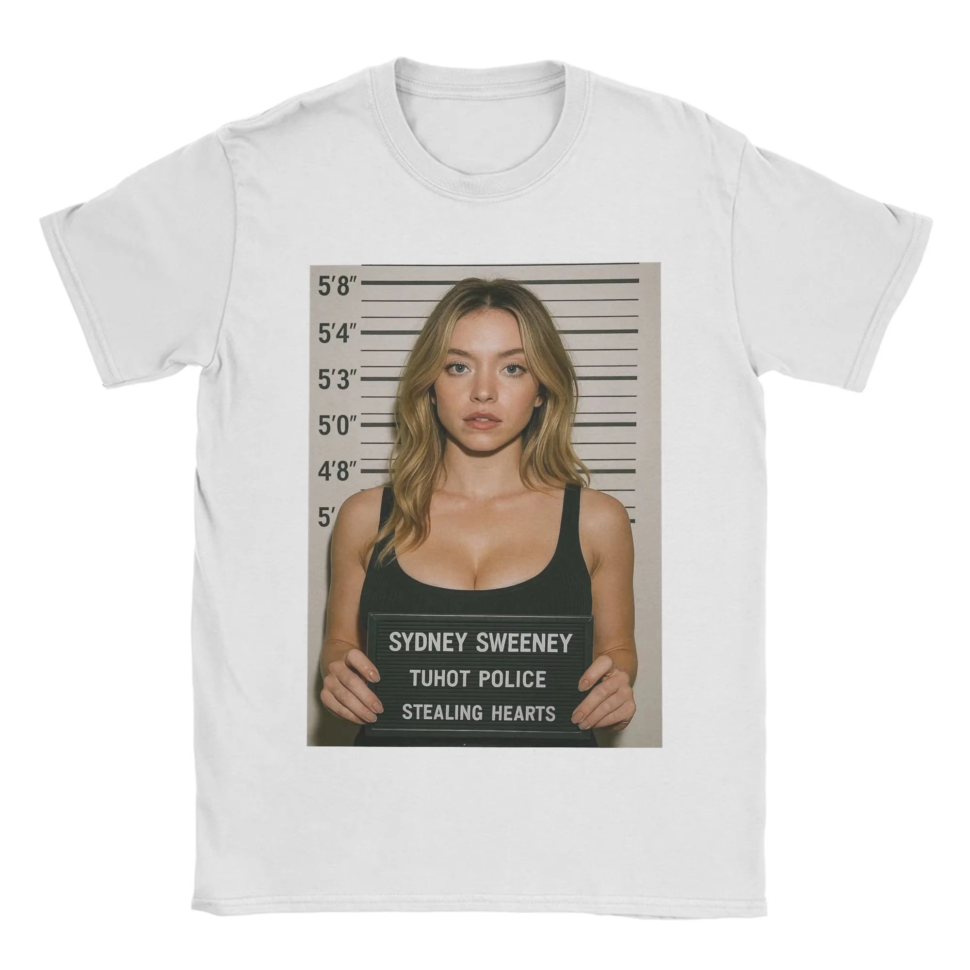 Camisetas increíbles de Sydney Sweeney que cautivan corazones, camisetas de algodón con cuello redondo, camiseta de manga corta, ropa clásica