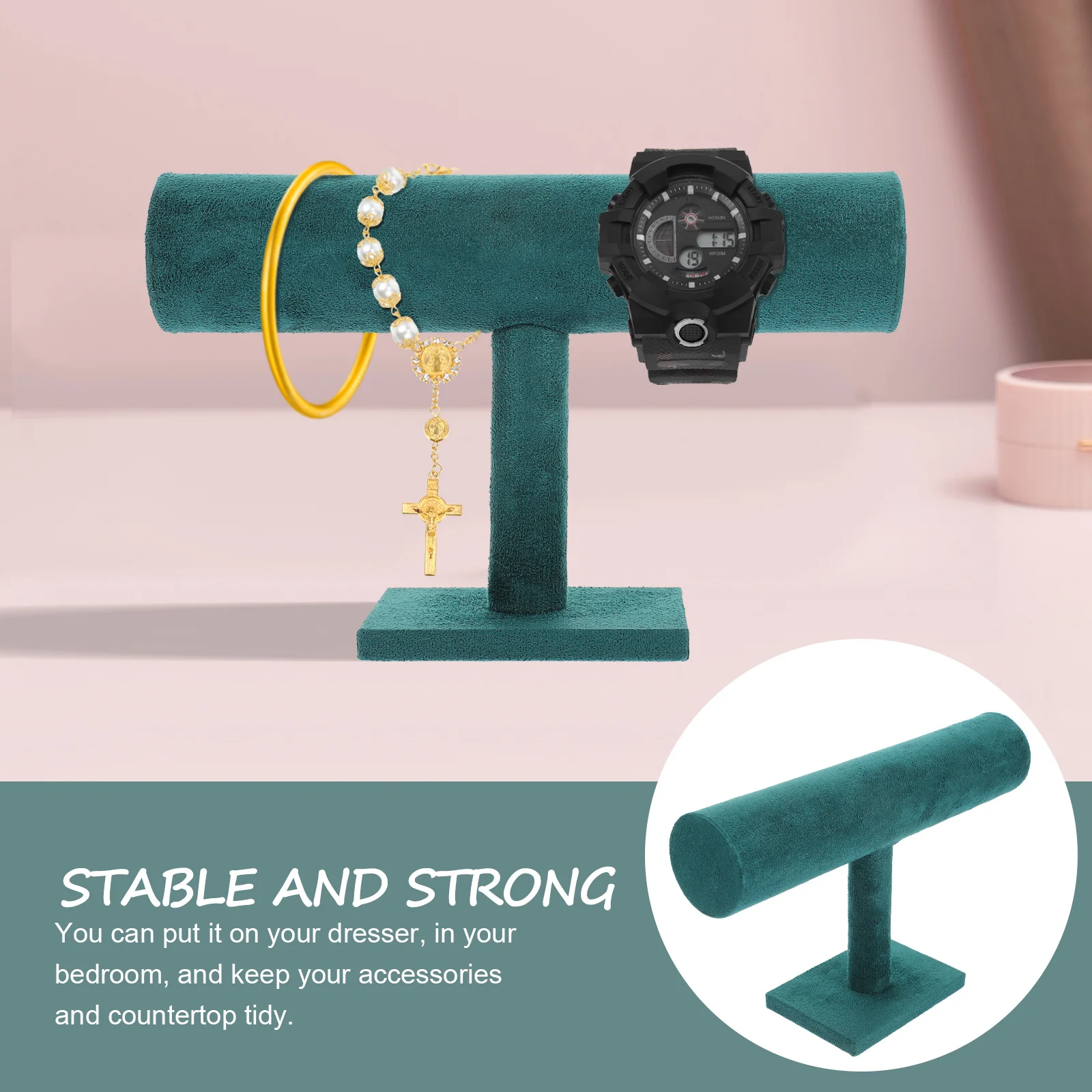 

Convenient Bracelet Holder Stand Organizer Safe Lint Wood Material Protect Jewelry Home Store Display Multi Function