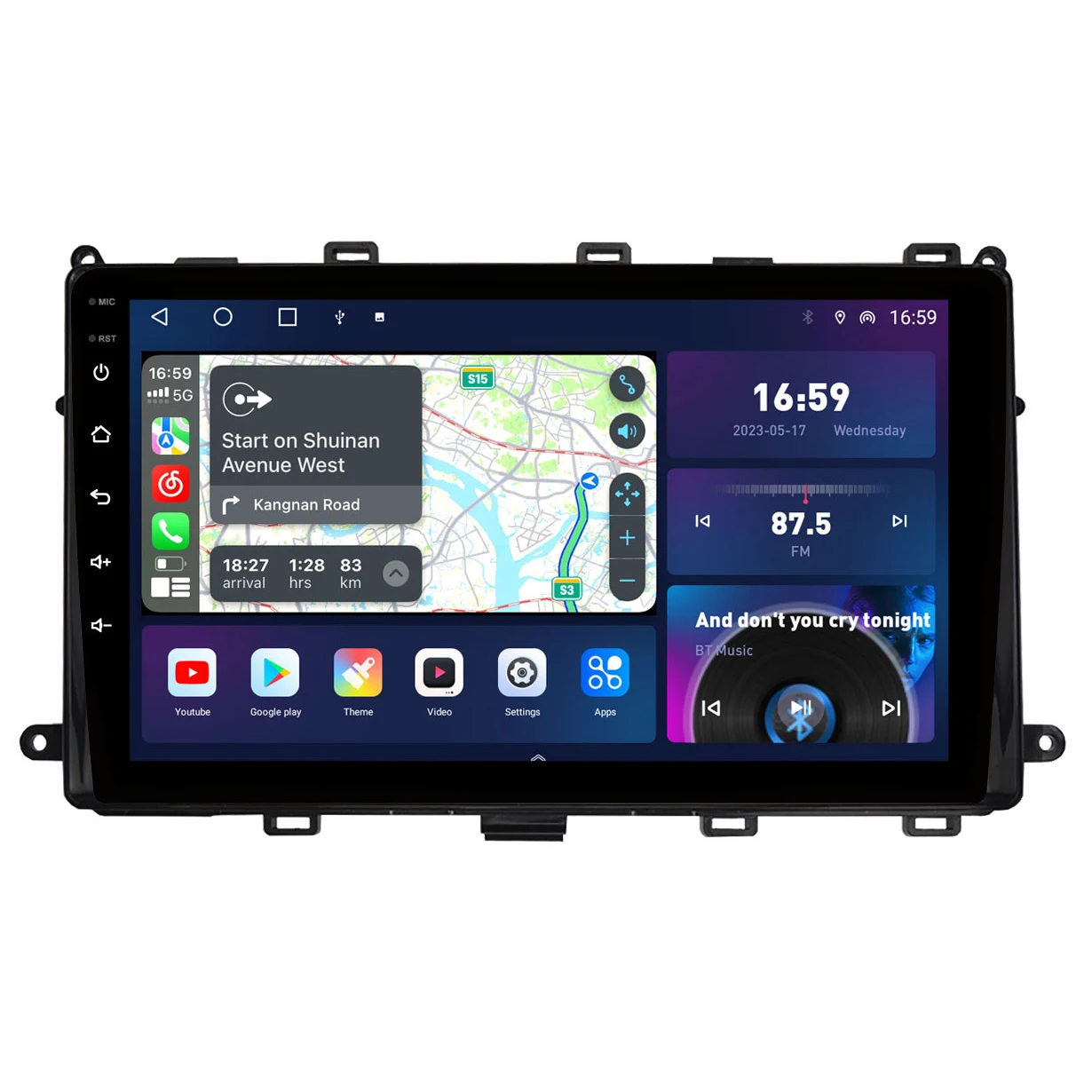 QLED 2K Android 8G+256G CarPlay Car Multimedia For Toyota Corolla E170 Auris E180 2016-2019 Russian Version Radio GPS Head Unit