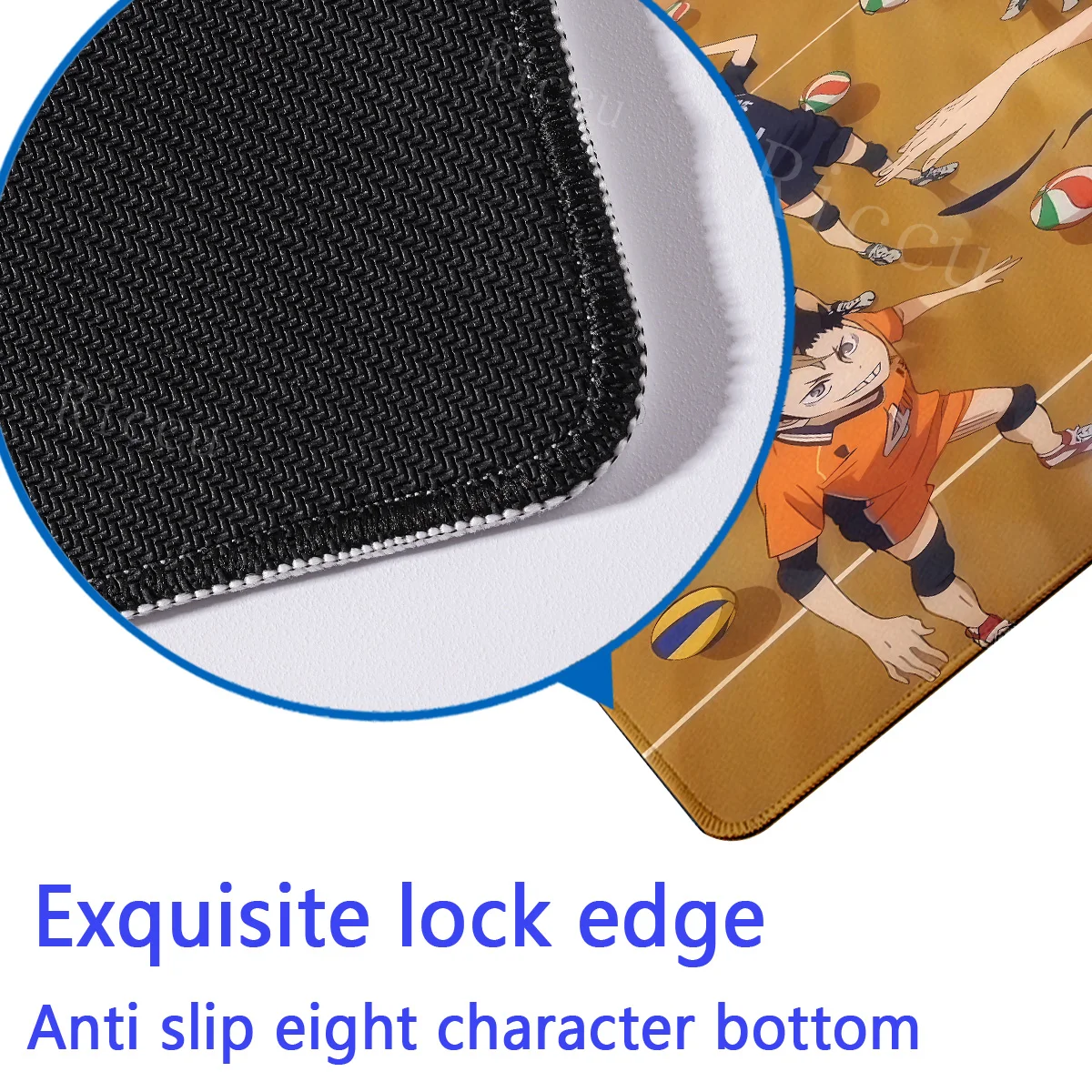 Mousepad besar Anime Haikyuu Manga 900x400mm Keyboard kantor alas Mouse karet permainan antiselip HD teclado mouse pad Laptop karpet