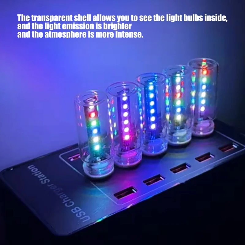 RGB Touch Dimming USB LED Filament Glass Bulb 5V Retro Edison Bulb Night Light Car Decoration Incandescent Eye Light