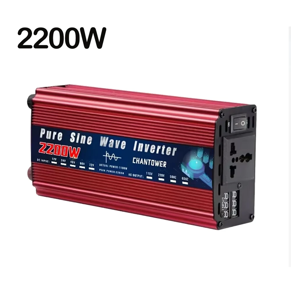 Pure Sine Wave Inverter 12V/24V 220V 1000W 2200W 3000W 4000W 5000W DC To AC Portable Power Voltage Converter Car Solar Inverter