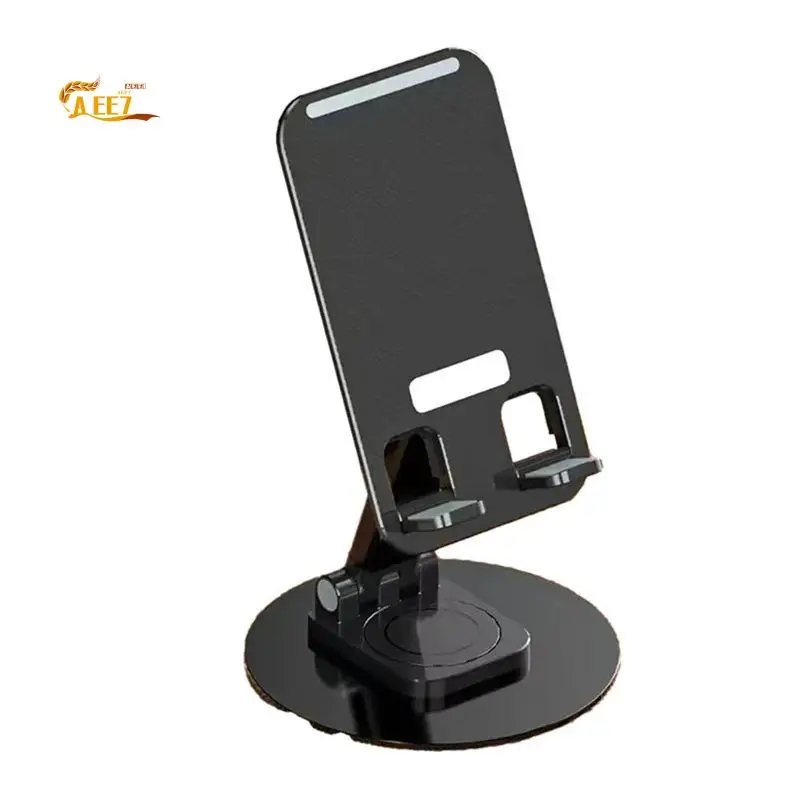 AEE7-Portable 360° Rotation Phone Tablet Holder Height Adjustable Desktop Lazy Stand ABS Aluminum Alloy Bracket