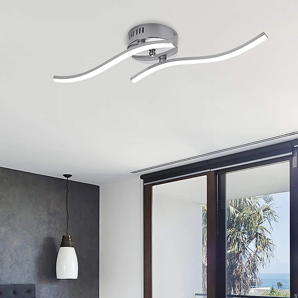 

1pc 12W Led Wave Ceiling Lamp Modern Two-Fork Design Chic Decorative Home Lighting Bedroom Living Room Study Hotel Lobby Ceiling
