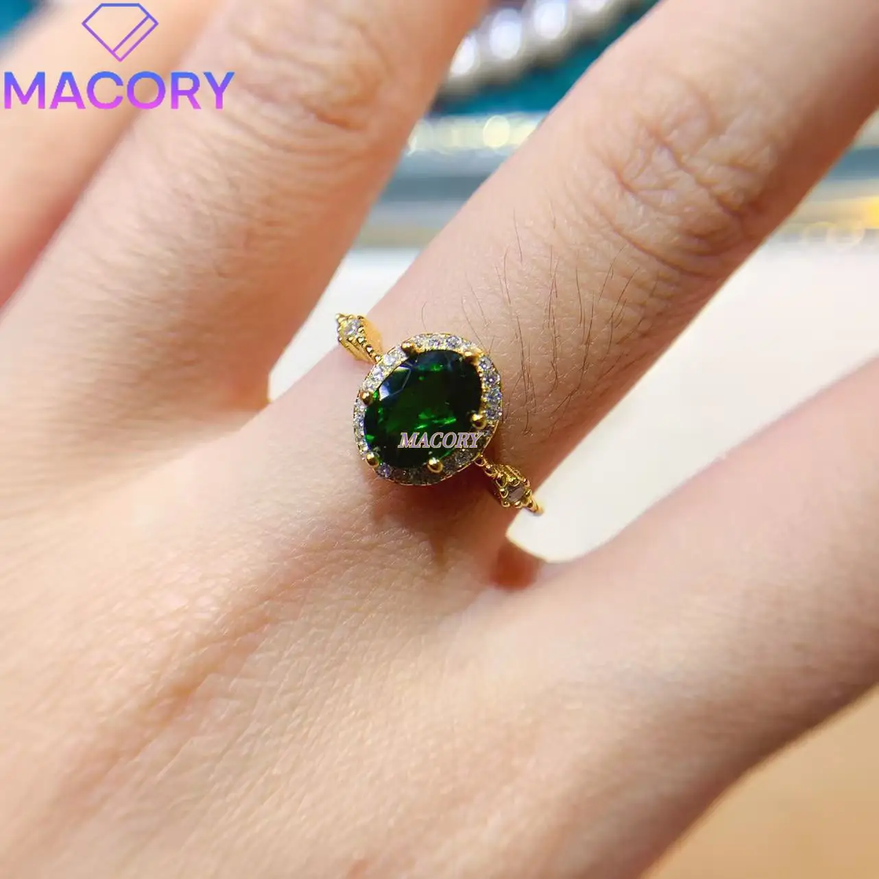 

Женское кольцо из чистого натурального полупрозрачного серебра 925 пробы с чистым кристаллом, красивый цвет, 6 ✖️ 8 мм