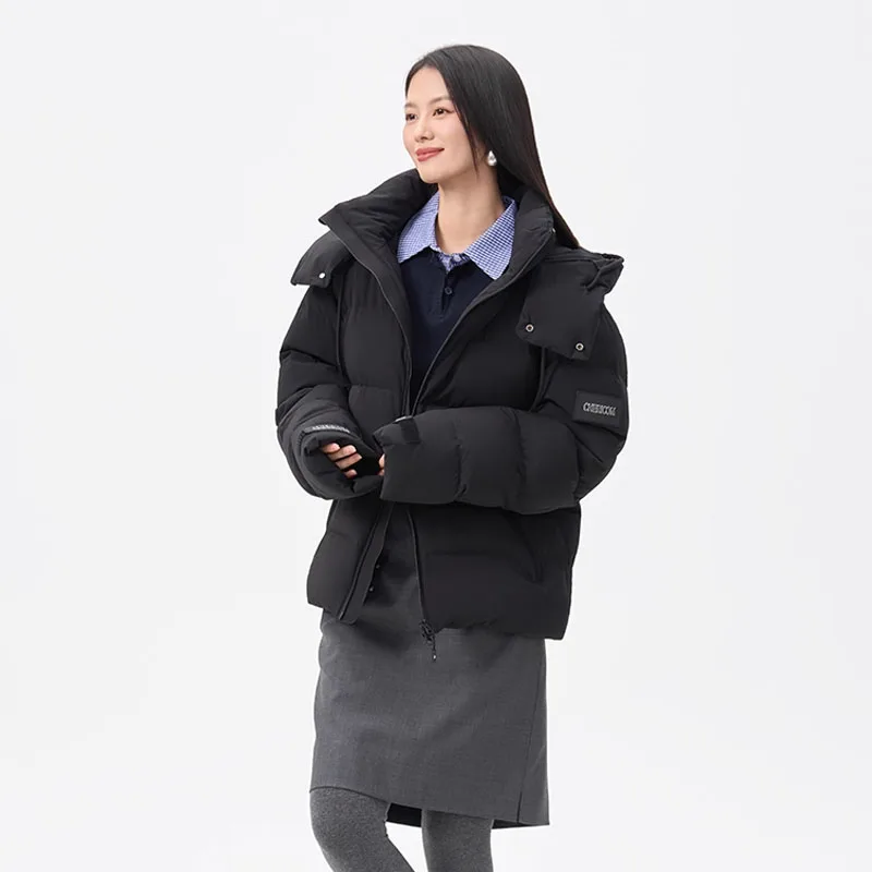 Chericom سترة منتفخة مقنعين الوقوف طوق سستة يندبروف الأصفاد المرأة أسفل معطف 2025 تنوعا ملابس خارجية دافئة Y318112Y #5