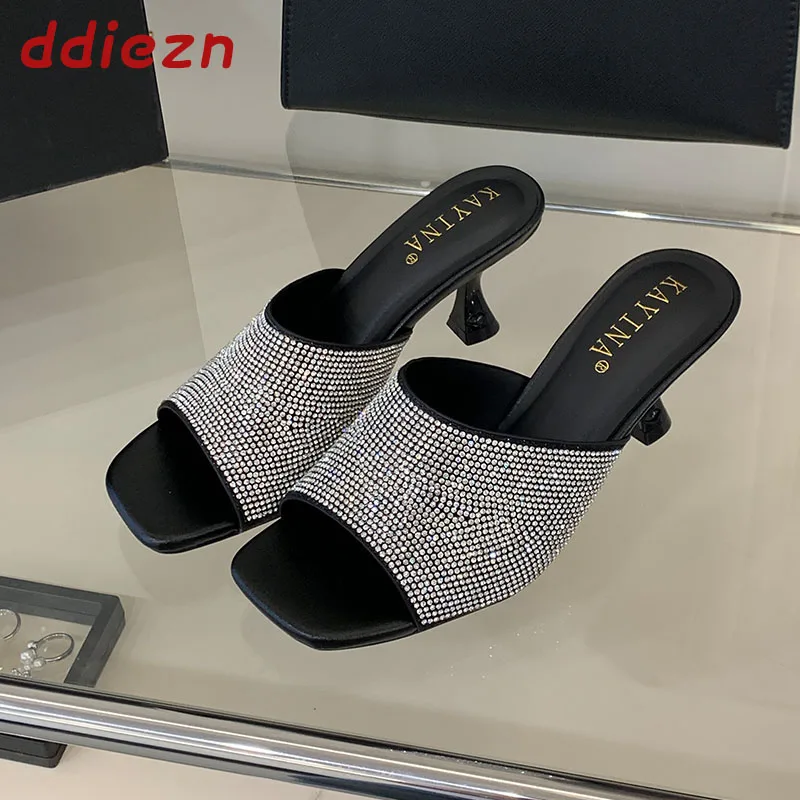 

Роскошные женские туфли-лодочки с блестящими стразами, тонкие каблуки, модные сандалии для вечеринок, женские туфли на высоком каблуке.