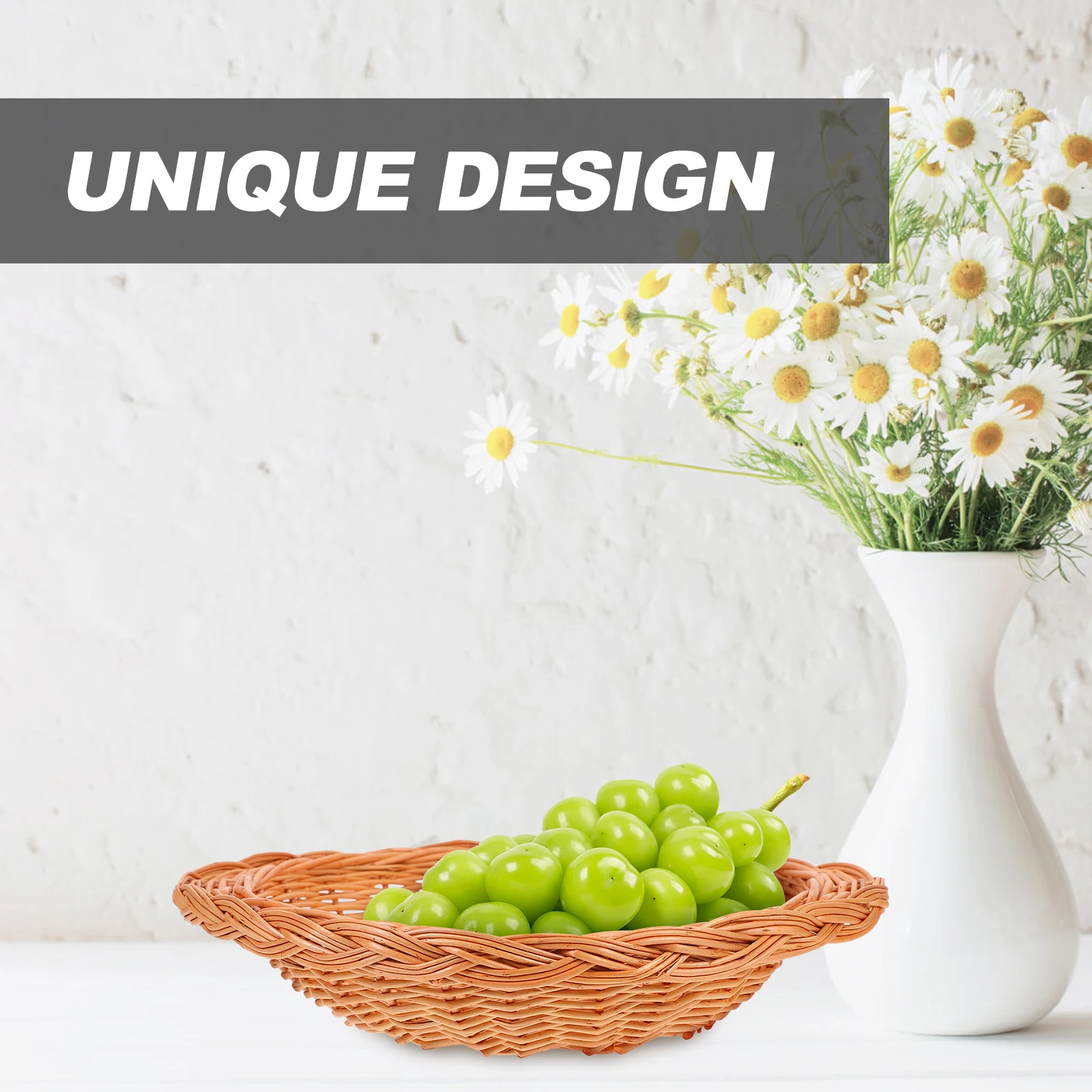 위커 짜임 바구니 천연 수제 빵 과일 보관 트레이 주방 서빙 바구니 가정용 레스토랑 피크닉 장식용