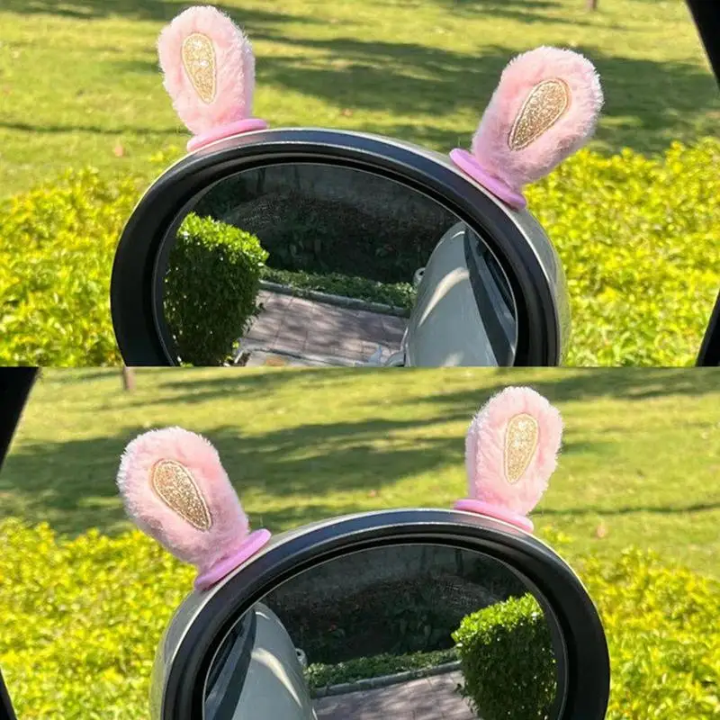 Winter Plush Warm Car Steering Wheel Cover Female Cute Bunny Ears With Inner Ring Car Steering Wheel Cover