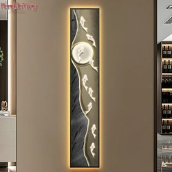 Modern Nine Fish Picture Luminescent Interior Painting Led Wall Lamp For Living Room Hallway Room Dining Room Hanging Decoration