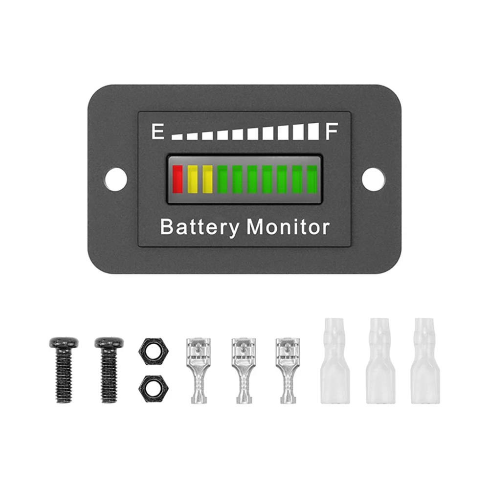 LED Battery Meter 12V 24V 36V 48V 60V 72V Battery Power Monitor Waterproof Lithium Acid Monitor Gauge for Golf Cart RV Boat Car