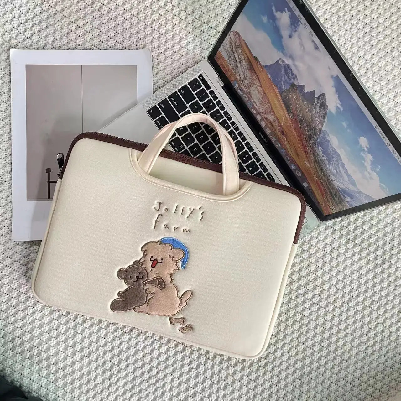 Cute Laptop Handbag For Ipad Pro11 Macbook Air 13.6 15.3 Pro13.3 14 16 Xiaomi Lenovo 15.6 Inch Shockproof Notebook Pouch